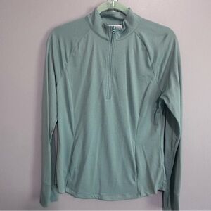 Tommy Bahama Golf Shirt Womens Large Green 1/4 Zip Long Sleeve Pullover Athletic